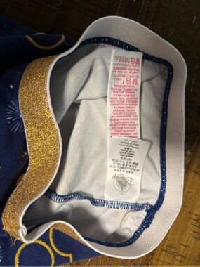 Disney Navy Pajama Bottoms with Gold Glitter Waistband and Moon & Star Print #8